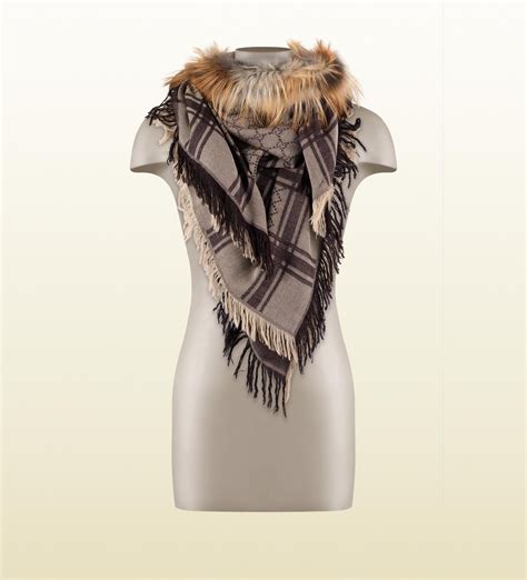 gucci big g scarf|gucci scarf with fur trim.